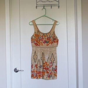 Tea-colored Free People mini-dress with floral pattern (0)
